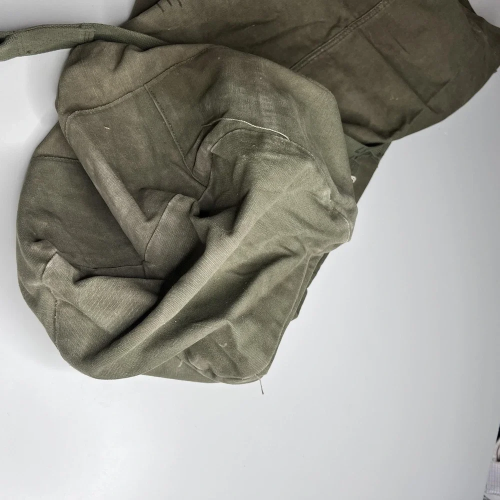 60s Vintage US Military Barracks Duffel Bag OD Green Canvas USGI USA Name Marked